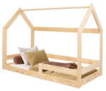 Dechland Házikó fa gyerekágy korláttal 160x80 cm natúr