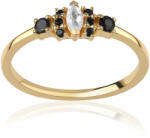  Aranyozott Ezüst Gyűrű Fekete Spinellel és Fehér Topázzal - pepita - 72 099 Ft