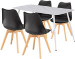 Leziter Ravena 4+1 étkező garnitúra fehér-fekete (LZLEAB140-WH_DA232AB_4)