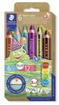 STAEDTLER Színes ceruza készlet, duo színű, hegyezővel, STAEDTLER "Noris® junior 140", 6 különböző szín (TS1402C6) - tintasziget