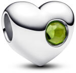 Pandora Gravírozható szív charm tavaszi zöld kristállyal - 794161C08 (794161C08)