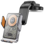 hoco. HW8 7" Mobiltelefon autós tartó/töltő - Fekete/Átlátszó