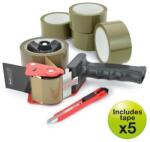 Rapesco Csomagzáró gép, RAPESCO "Germ-Savvy® 960", 5 db barna csomagolószalaggal, 1 db késsel (IR1581) - tintasziget