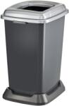 PLANET Szelektív hulladékgyűjtő konténer, műanyag, nyitott fedeles, fém színű, 50L - klin