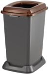 PLANET Szelektív hulladékgyűjtő konténer, műanyag, nyitott fedeles, barna, 50L - klin
