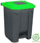 PLANET Szelektív hulladékgyűjtő konténer, műanyag, pedálos, antracit, zöld, 50L - klin