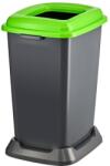 PLANET Szelektív hulladékgyűjtő konténer, műanyag, nyitott fedeles, zöld, 50L