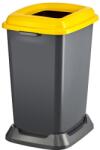 PLANET Szelektív hulladékgyűjtő konténer, műanyag, nyitott fedeles, sárga, 50L - klin
