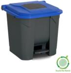PLANET Szelektív hulladékgyűjtő konténer, műanyag, pedálos, antracit/kék, 30L - klin