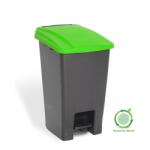PLANET Szelektív hulladékgyűjtő konténer, műanyag, pedálos, antracit/zöld, 70L - klin