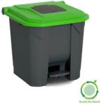PLANET Szelektív hulladékgyűjtő konténer, műanyag, pedálos, antracit/zöld, 30L