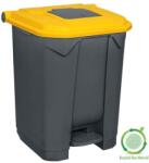 PLANET Szelektív hulladékgyűjtő konténer, műanyag, pedálos, antracit, sárga, 50L - klin
