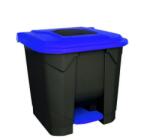 PLANET Szelektív hulladékgyűjtő konténer, műanyag, pedálos, fekete/kék, 30L