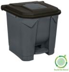 PLANET Szelektív hulladékgyűjtő konténer, műanyag, pedálos, antracit/fekete, 30L - klin