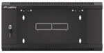 Lanberg WFFA-5604-10B 19" 4U SZÉL: 570mm MÉLY: 600mm MAG: 277mm lapraszerelt üvegajtós fekete fali rack szekrény - 3bnetwork