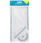Connect Vonalzókészlet, 30 cm egyenes vonalzó, szögmérő, 45° 14 cm és 60° 18 cm háromszög vonalzó, 4 db/bliszter Connect (000003967) - iroda-ellatas