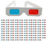EnciShop Vörös-cián 3D szemüveg - Papírkeretes fehér (100 db-os csomag, kedvezményes ár) (3d-m100)