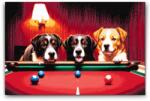  Gyémántszemes kirakó - Kutyás biliárd Méret: 40x60cm, Keretezés: Műanyagtáblával, Gyémántok: Kerek