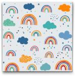  Festés számok szerint - Szivárvány, felhő és esőcseppek Méret: 50x50cm, Keretezés: Műanyagtáblával