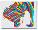  Festés számok szerint - Nő színes hajjal Méret: 30x40cm, Keretezés: Kartonlemezen