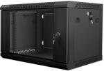 Lanberg Dulap de server montat pe perete 19'' 6U 600x450mm negru cu uși de sticlă