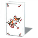 Ambiente Christmas robins white papírzsebkendő 10 darabos