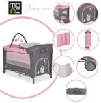 Moni Sleepy összecsukható luxus utazóágy 2 szint+pelenkázó+játékhíd pink