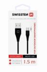 SWISSTEN ADATKÁBEL USB / MICRO USB 1, 5 M FEKETE (9mm) (71504303)