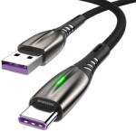 Emeszon LED adatkábel és gyorstöltés 5A, Emeszon®, Type-C USB telefon töltés 5A 1m, USB-C mobiltelefonhoz vagy tablethez, adatátvitel és töltés Quick Charge 3.0, fekete (283786742543)