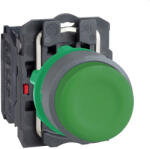 Schneider Electric Harmony XB5 - XB5AP31C0 - komplett műanyag nyomógomb, Ø22, gumisapkás, kiálló, visszatérő, 1NO, zöld, szürke körgyűrű (XB5AP31C0)