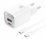 FONENG fali töltő EU71 PD 30W 1xUSB-C + 1xUSB QC3.0 + kábel USB-C - USB-C Fehér