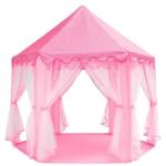 Pepita Cort de joacă cu perdele 140x140x135cm - Castel - roz (KF-PT13540)