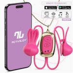 InToYou App Series Tickly Vibrating Nipple Clamps with Necklace & App Pink