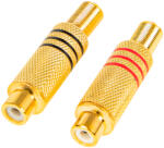 RCA kábel csatlakozó ARANY NAGY 2 darab (fekete-piros) (96-766)