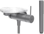 Laufen ADA Falra szerelt kád csaptelep, 1-pontos Simiboxhoz, kiegészítőkkel, tálca lyuk nélkül, Rozsdamentes Acél/Márvány Fehér HF506765505060 (HF506765505060)
