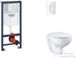 GROHE Rapid SL falra szerelhető WC szett, Bau Ceramic WC soft close ülőkével, Arena Cosmopolitan alpesi fehér nyomólappal SANI11BB3118 (SANI11BB3118)