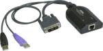 ATEN KVM Átalakító [2x USB 2.0 dugó, A típus, DVI-D dugó - 1x RJ45 alj] 0.20 m Fekete (KA7166-AX) (KA7166-AX)
