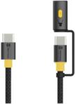  Kábel Tactical Stinger - Type-C / Type-C (USB-C) fekete szövet kábel + LED lámpa, 1, 5m