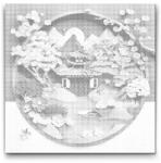  PontPöttyöző - Japán kert Méret: 50x50cm, Keretezés: Kartonlemezen, Szín: Kék