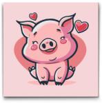  Festés számok szerint - Aranyos malac Méret: 50x50cm, Keretezés: Keret nélkül (csak a vászon)