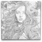  PontPöttyöző - Szenzuális vöröshajú Méret: 50x50cm, Keretezés: Kartonlemezen, Szín: Fekete