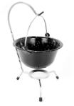 Perfect Home Set pentru servire ceaun, emailat, negru perlat, 0.8 L, suport cromat (489054) - edanco Ceaun