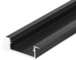  Profil LED Încastrat 20 × 10 mm - 2 m, Aluminiu Negru ✨ (LS ProfilIncastrat20x10BK R)