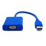 DeTech Преходник DeTech, от USB 3.0 A(м) към VGA(ж), син (DF18164)