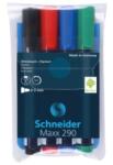 Schneider Marker SCHNEIDER Maxx 290, pentru tabla de scris+flipchart, varf rotund 2-3mm, 4 cul/set - (N, R, A, V) (S-129094) - ihtis
