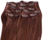 HairExtensionShop Csatos Emberi Póthaj Középbarna Színben 60cm (Szín #6) (RC606)