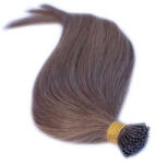 HairExtensionShop Keratinos I-TIP Emberi Póthaj Standard Mikró Gyűrűzéshez Világosbarna 60cm (Szín #8) (RIT608)
