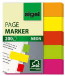 Sigel Jelölőcímke, papír, 5x40 lap, 12x50 mm, SIGEL "Neon Mini", vegyes szín
