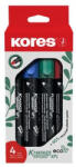 Kores Alkoholos marker készlet, 3 mm, kúpos, KORES "Eco K-Marker", 4 különböző szín