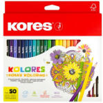 Kores Színes ceruza készlet, háromszögletű, KORES "Triangular", 50 különböző szín